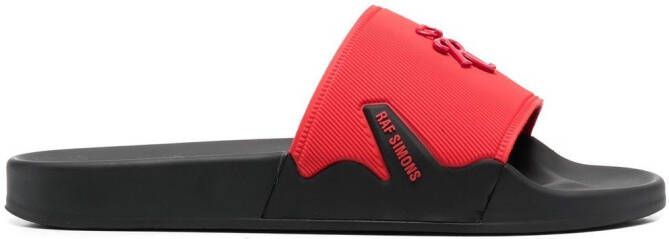 Raf Simons embossed-logo sliders Red