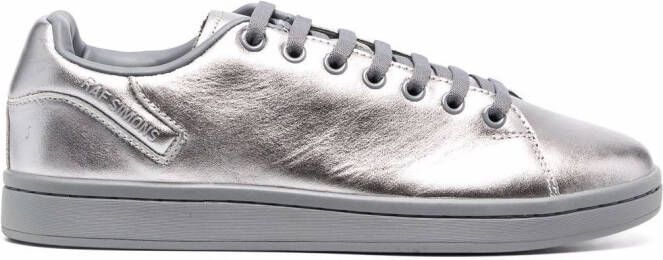 Raf Simons metallic low-top leather sneakers Silver