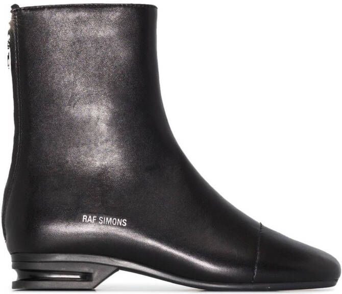 Raf Simons round toe ankle boots Black