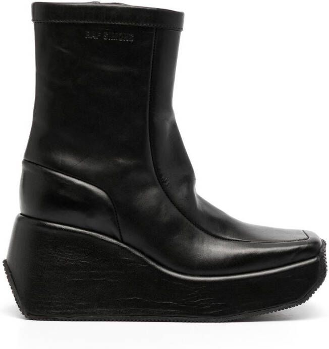 Raf Simons square-toe wedge boots Black