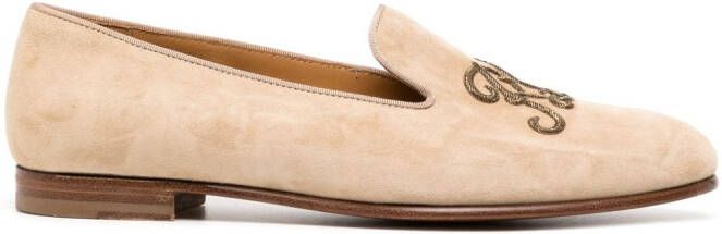 Ralph Lauren Collection logo-embroidered leather loafers Brown