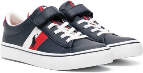Ralph Lauren Kids embroidered-logo leather low-top sneakers Blue