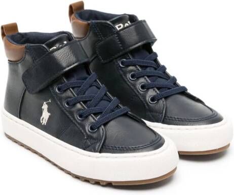 Ralph Lauren Kids Polo Pony-embroidered high-top sneakers Blue