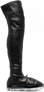 RBRSL RUBBER SOUL Bold quilted over-the-knee leather boots Black