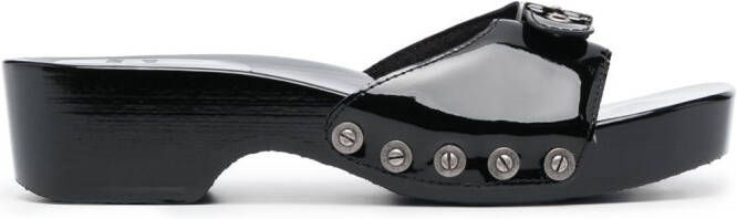 RE DONE patent-finish leather mules Black