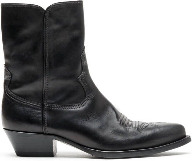 RE DONE pointed-toe western leather boots Black