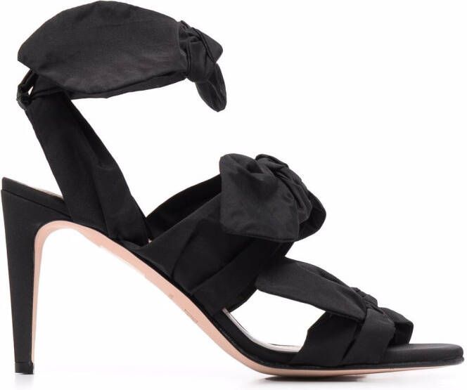 RED(V) bow-straps heeled sandals Black