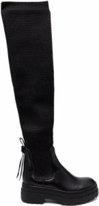 RED(V) stretch-knit knee boots Black