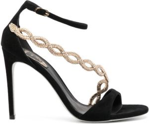 René Caovilla 105mm chain-detail velvet sandals Black