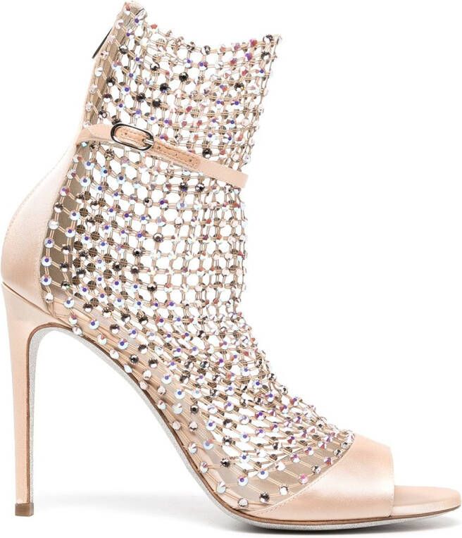 René Caovilla 105mm crystal-embellished mesh sandals Metallic