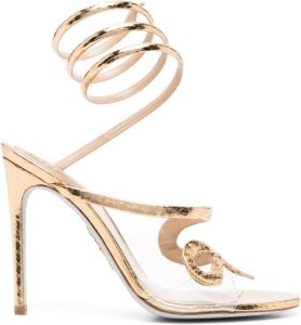 René Caovilla 105mm open-toe leather sandals Gold