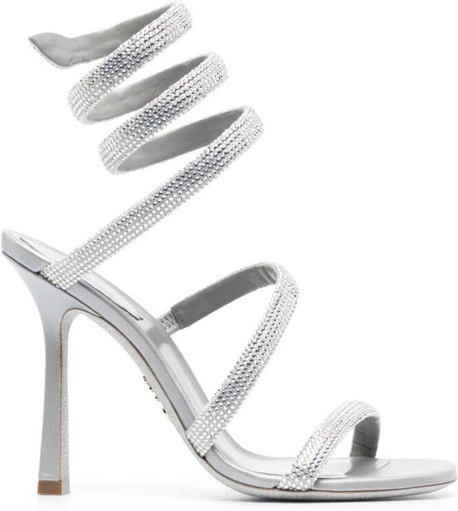 René Caovilla 110mm crystal-strap sandals Silver