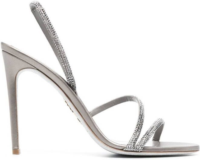 René Caovilla 115mm crystal-embellished sandals Grey