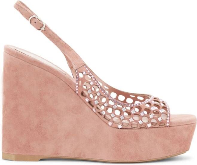 René Caovilla 125mm crystal-embellished sandals Pink