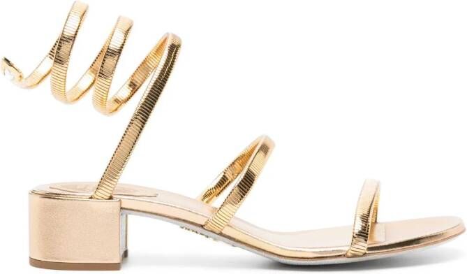 René Caovilla 40mm snake-chain spiral sandals Gold