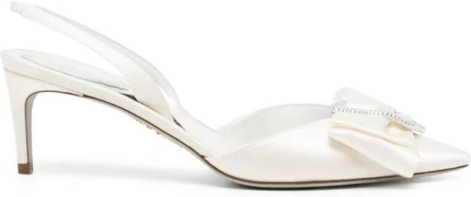 René Caovilla 65mm bow-detail leather sandals White
