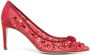 René Caovilla 75mm lace crystal embellished pumps Red - Thumbnail 1