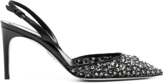 René Caovilla 80mm crystal-embellished leather sandals Black