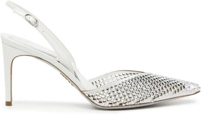René Caovilla 80mm crystal-embellished pointed-toe pumps Silver