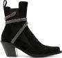 René Caovilla 80mm crystal-embellished suede ankle boots Black - Thumbnail 1