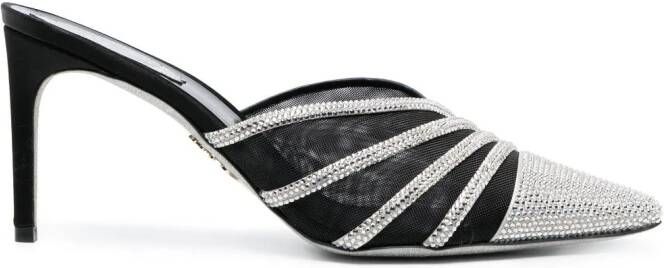 René Caovilla 85mm crystal-embellished mules Black