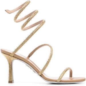 René Caovilla 85mm rhinestone-embellished sandals Gold