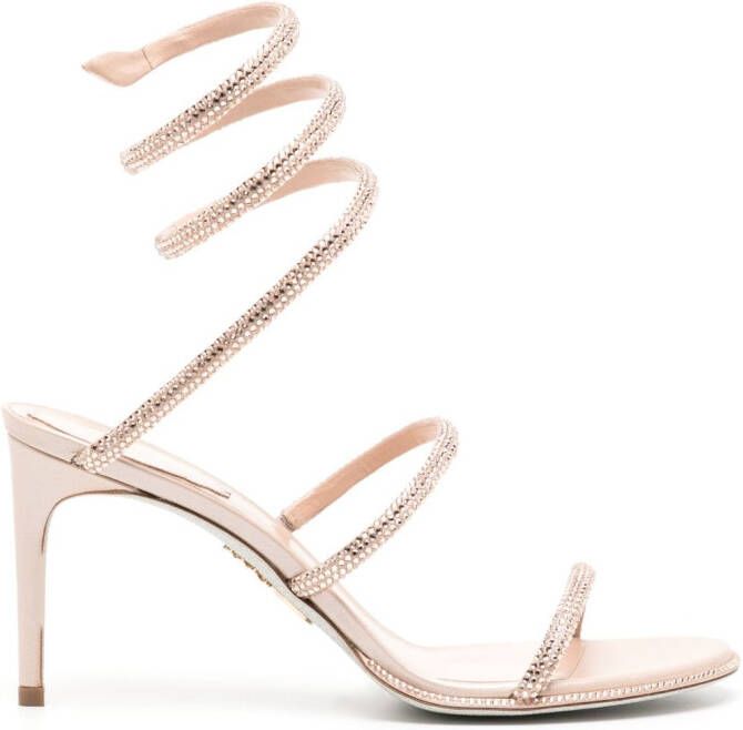 René Caovilla 90mm crystal-embellished sandals Neutrals