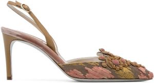 René Caovilla abstract-pattern pointed slingback pumps Pink