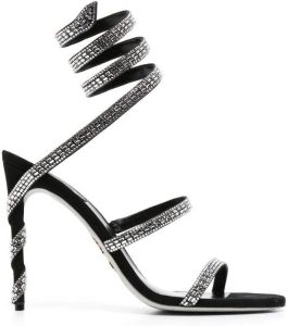 René Caovilla ankle-wrap 110mm suede sandals Black