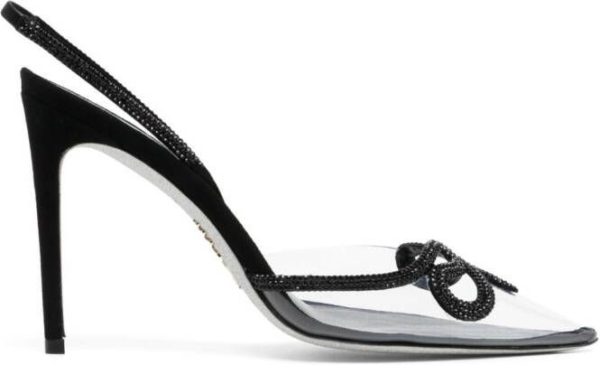 René Caovilla 90mm rhinestone-embellished leather sandals Black