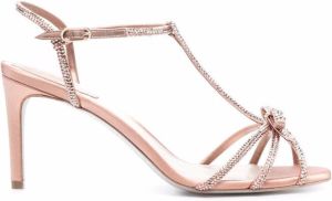 René Caovilla bow rhinestone-embellished sandals Pink
