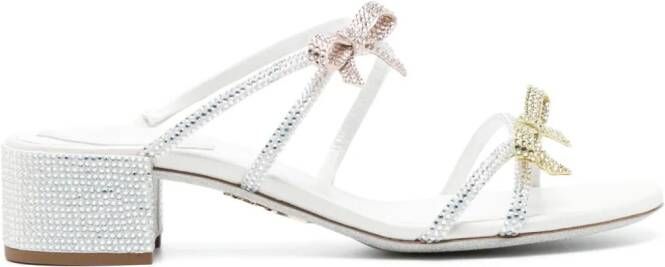 René Caovilla Caterina 40mm bow-embellished sandals Silver