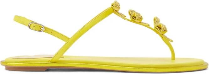 René Caovilla Caterina bow-embellished leather sandals Yellow