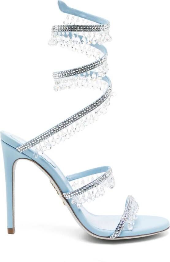 René Caovilla Chandelier 105mm crystal-embellished sandals Blue