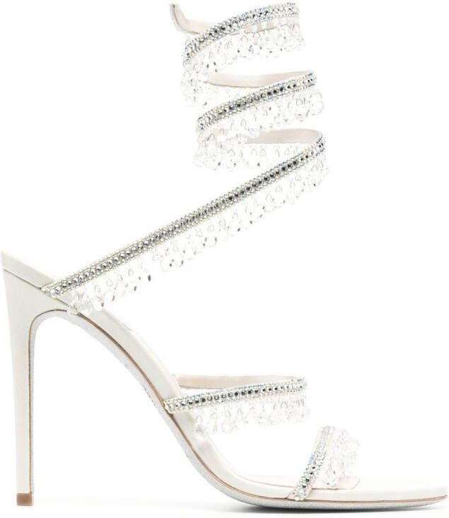 René Caovilla Chandelier 105mm crystal-embellished sandals Neutrals