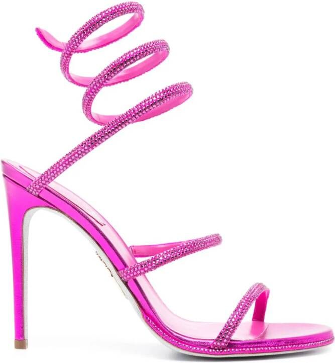 René Caovilla Cleo 105mm crystal sandals Pink