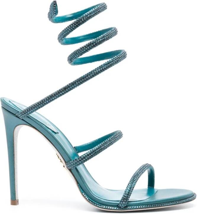 René Caovilla Cleo 105mm rhinestone-embellished sandals Blue