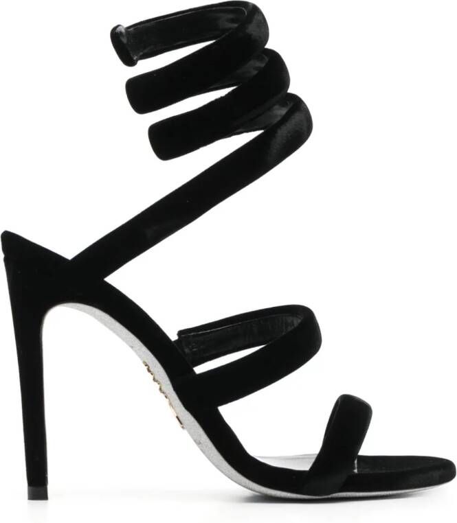 René Caovilla Cleo 110mm coiled-strap velvet sandals Black