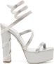 René Caovilla Cleo 130mm crystal-embellished platform sandals Silver - Thumbnail 1