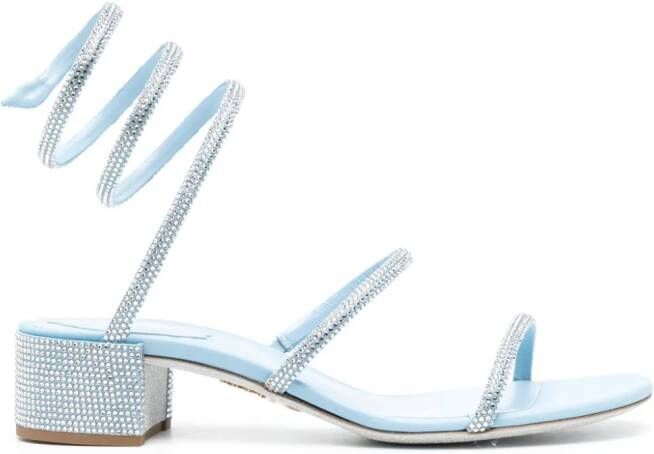 René Caovilla Cleo 40mm crystal-embellished sandals Blue