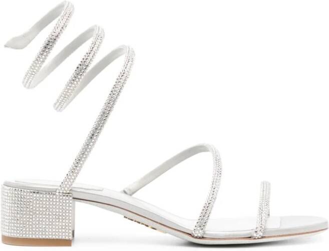 René Caovilla Cleo 45mm rhinestone-embellished sandals Silver