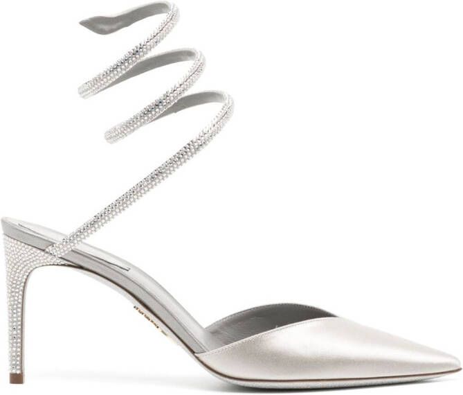 René Caovilla Cleo 90mm satin sandals Silver