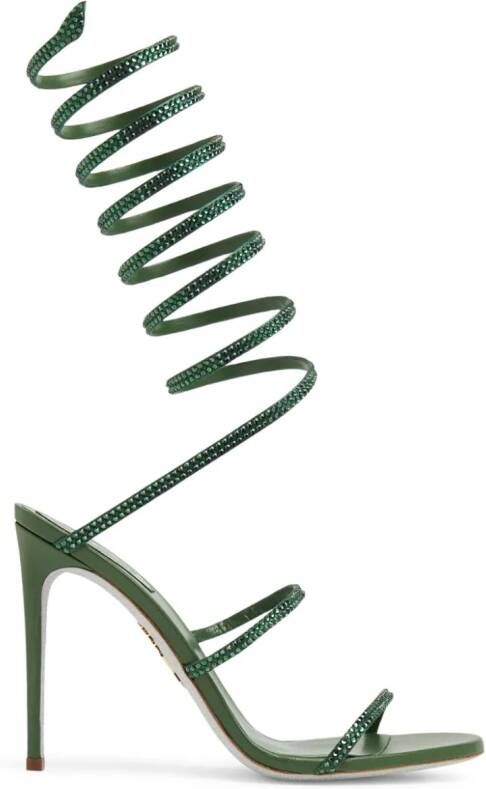 René Caovilla Cleo crystal 105mm sandals Green