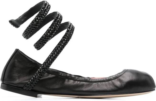 René Caovilla Cleo crystal-embellished ballerina shoes Black