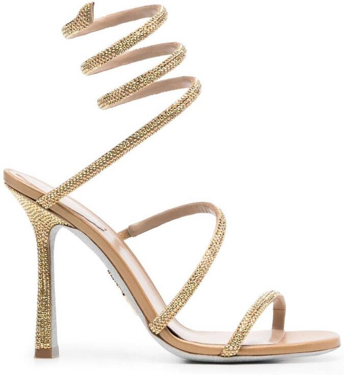 René Caovilla Cleo crystal-embellished sandals Gold