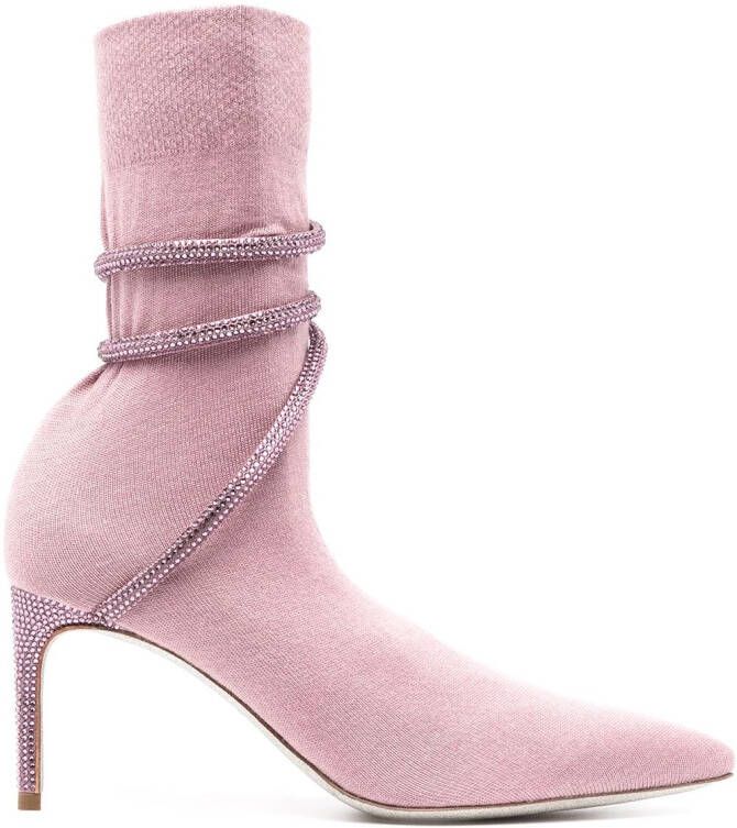 René Caovilla Cleo fabric ankle boots Pink