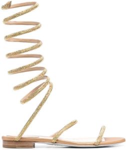 René Caovilla Cleo spiral-strap flat sandals Gold