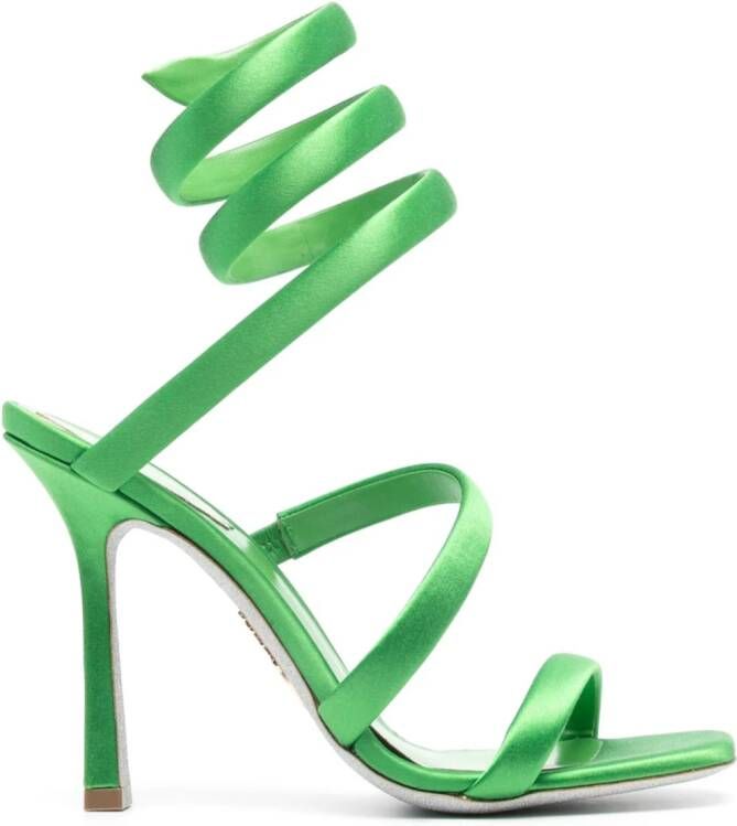 René Caovilla Cleopatra 105mm satin sandals Green