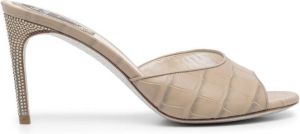 René Caovilla crocodile-effect open toe sandals Brown