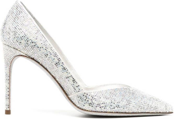 René Caovilla crystal-embellished 100mm pumps Silver